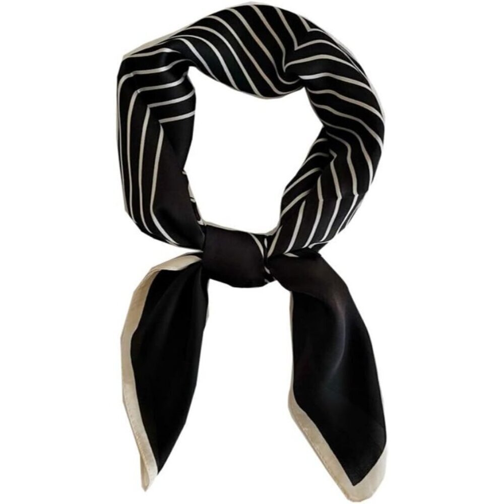 Silk Satin 07 Stripe Head Scarf Medium Square Hair Scarf for Women 28 Inches